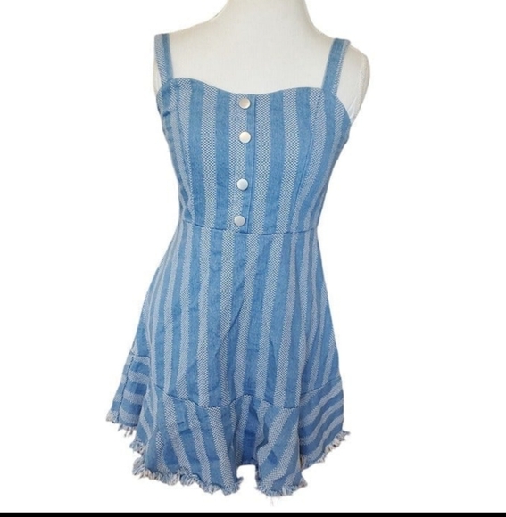 🆕Umgee | Striped Denim Dress Size Medium - Picture 3 of 16
